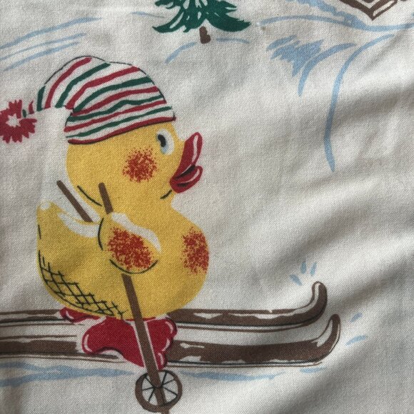 Soft Vintage Nick & Nora Youth XL Pajama Set Y2K Skiing Ducks - Picture 2 of 5